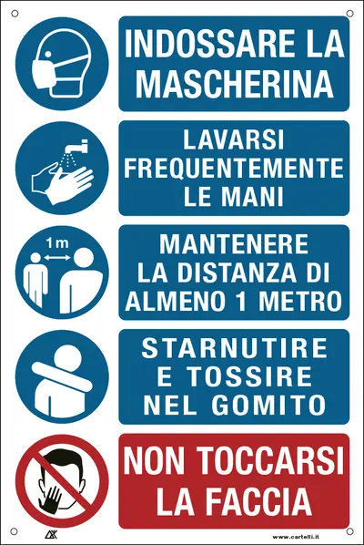 QUOTALAVORO CARTELLO "PRESCRIZIONI PER I LAVORATORI PER PREVENIRE IL CONTAGIO"
