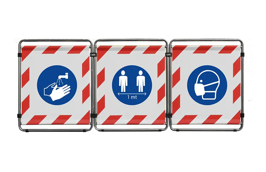 QUOTALAVORO COVID19 SIGNALING BARRIER - WORK MODEL SINGLE-SIDED White/Red 100 CM MODULES – immagine 1 di 5