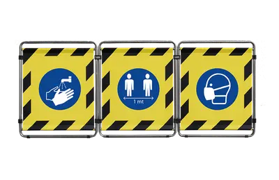 QUOTALAVORO BARRIERA DI SEGNALAZIONE COVID19 - MODELLO INDUSTRY MONOFACCIALE Giallo/Nero MODULI DA 50 CM.