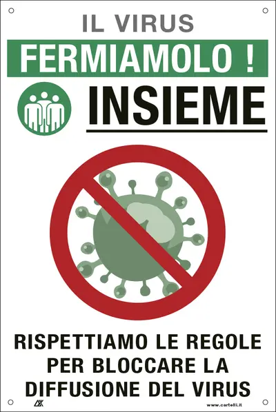 QUOTALAVORO CARTELLO "IL VIRUS FERMIAMOLO INSIEME"