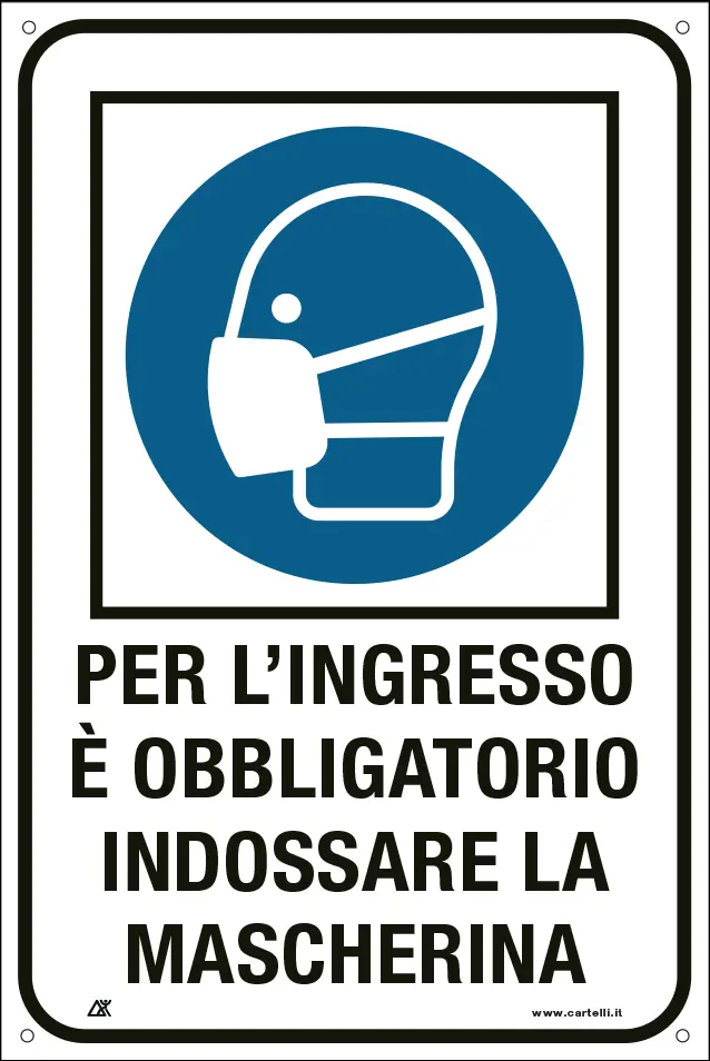 QUOTALAVORO SCHILD "IM EINGANG IST DAS TRAGEN EINER MASKE PFLICHT"