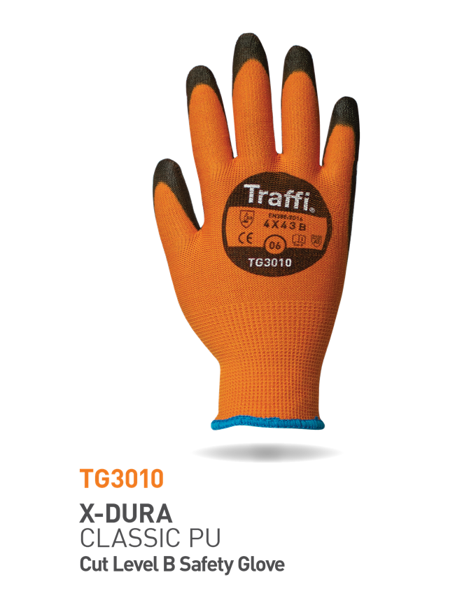 TRAFFI TG3010 X-DURA CLASSIC PU GUANTI EN388:2016:4 X 4 3 B CONFEZIONE DA 10 PZ