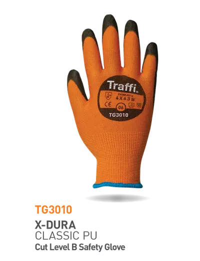 TRAFFI TG3010 X-DURA CLASSIC PU GUANTI EN388:2016:4 X 4 3 B CONFEZIONE DA 10 PZ