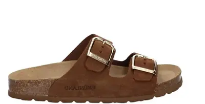 GRUNLAND CIABATTA DA DONNA A DOPPIA FASCIA IN CAMOSCIO - SARA Mattone - Donna
