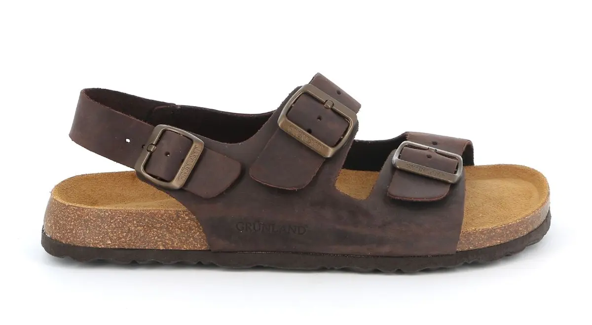 GRUNLAND ECHTES LEDER SANDALEN - BOBO Mahagoni - Herren – immagine 1 di 4