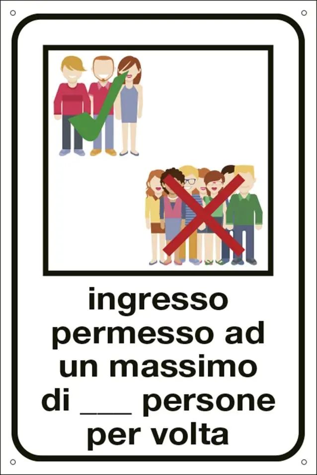 QUOTALAVORO SCHILD "EINTRITT FÜR MAXIMAL ANZAHL PERSONEN ZUR GLEICHEN ZEIT ERLAUBT"