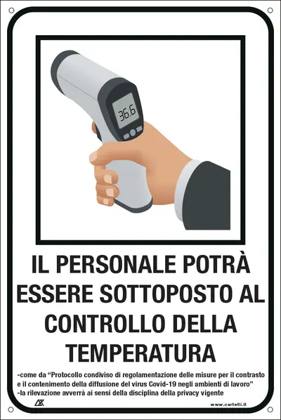 QUOTALAVORO CARTELLO "CONTROLLO TEMPERATURA PER IL PERSONALE"
