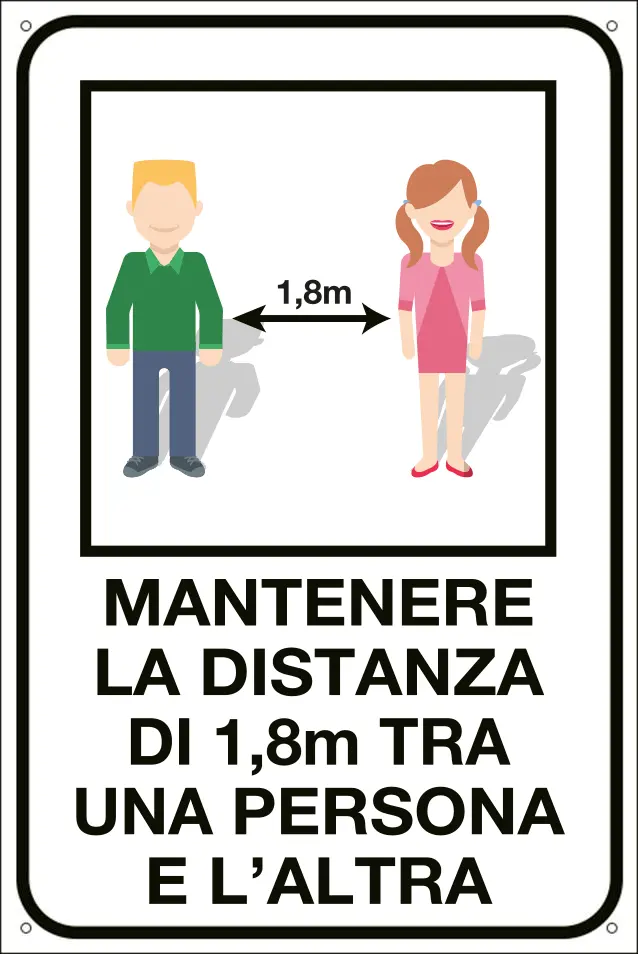QUOTALAVORO SCHILD "ABSTAND ZWISCHEN PERSONEN HALTEN"