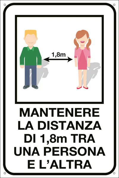 QUOTALAVORO CARTELLO "MANTENERE LA DISTANZA TRA UNA PERSONA E L'ALTRA"