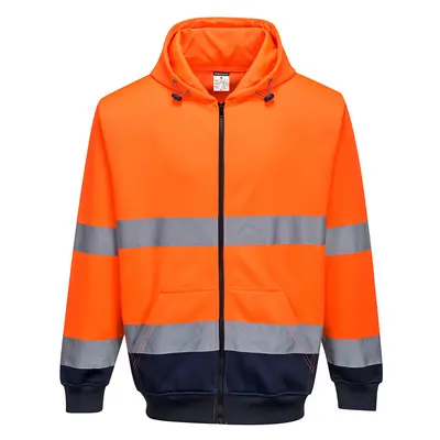 PORTWEST B317 - Bicolor Kapuzen-Sweatshirt mit durchgehendem Reißverschluss Hi-Vis